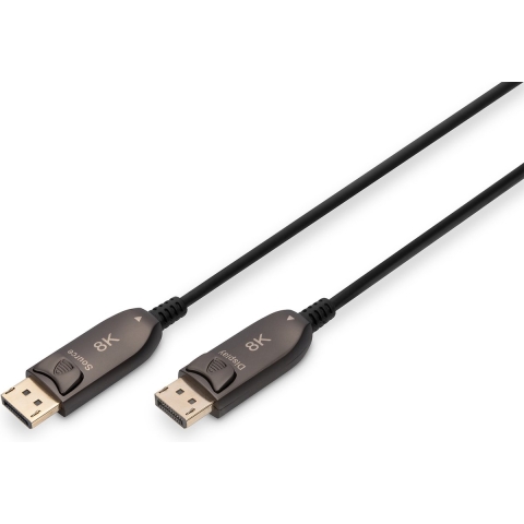Digitus AK-340107-100-S DisplayPort-kabel DisplayPort / Glasvezel Aansluitkabel DisplayPort-stekker, DisplayPort-stekker 10.00 m Zwart 8K UHD