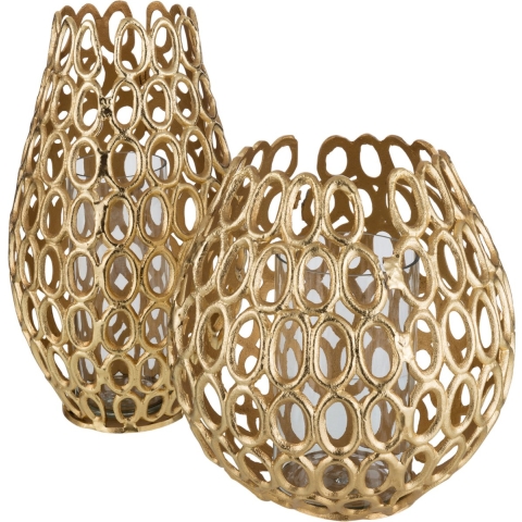 J-Line windlicht Eva Ringen - aluminium - goud - large