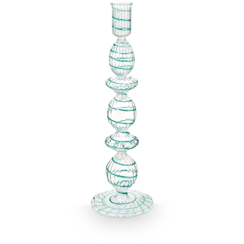 Pip Studio - Kandelaar - Licht Blauw - Glas Swirl - 28cm