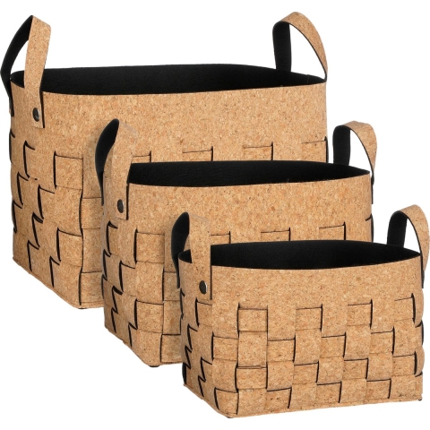 Mica Decorations Opbergmand - Set van 3 - L40 x B30 x H30 cm - Bruin