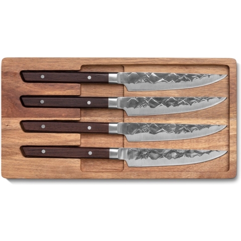 BARE Cookware - Steakmessenset, 6-delig, Duits staal, 3D bergpatroon |