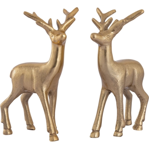 SVJ Decoratief Herten Beeldje - 20x20x23 cm - Goud - Set van 2