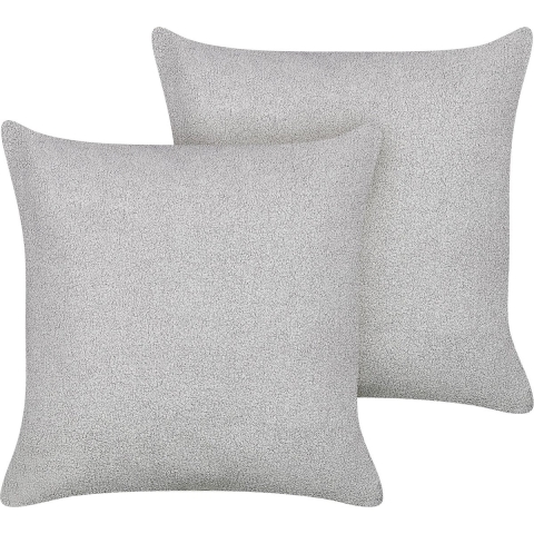 Beliani - LEUZEA - Sierkussen set van 2 - Grijs - 60 x 60 cm - Bouclé