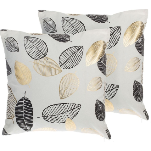 Beliani - LOTUS - Sierkussen set van 2 - Wit - 45 x 45 cm - Katoen