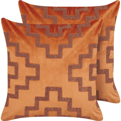 Beliani-SERGIPE-Sierkussen set van 2-Oranje-45 x 45 cm-Fluweel