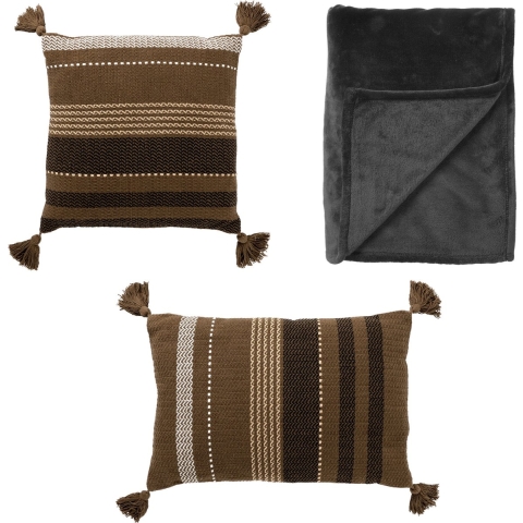 Dutch Decor Sierkussen en plaid - Set van 3 - Tamar|Billy - multicolor