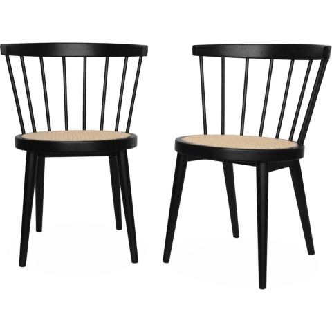sweeek - Hout en rotan stoel, set van 2