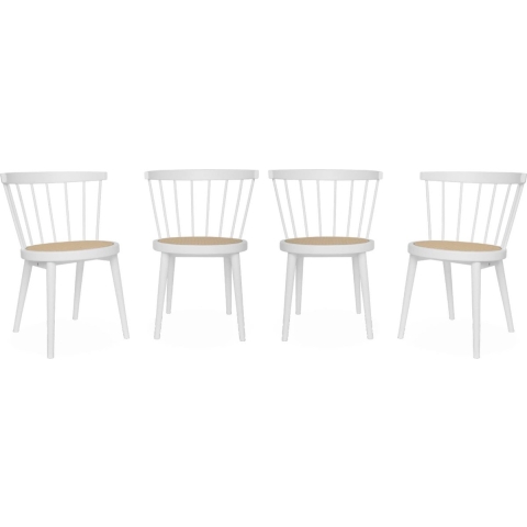 sweeek - Houten en rotan stoelen (set van 4)