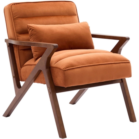 sweeek - Scandinavische fauteuil in heveahout en velours