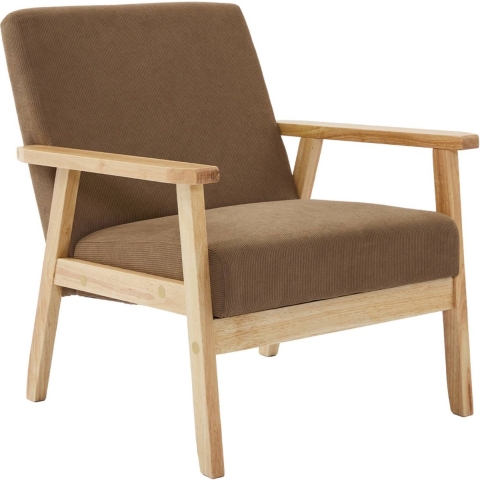 sweeek - Scandinavische fauteuil van hout en ribfluweel