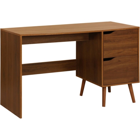 sweeek - Bureau met 2 lades in walnootkleurig hout