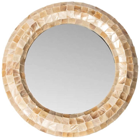 PTMD Chelsae Cream poly round shell mirror small