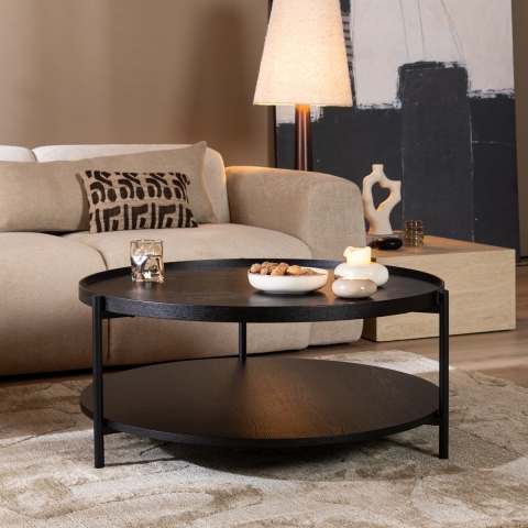 Bronx71 Salontafel Rio Ø90 cm zwart eiken