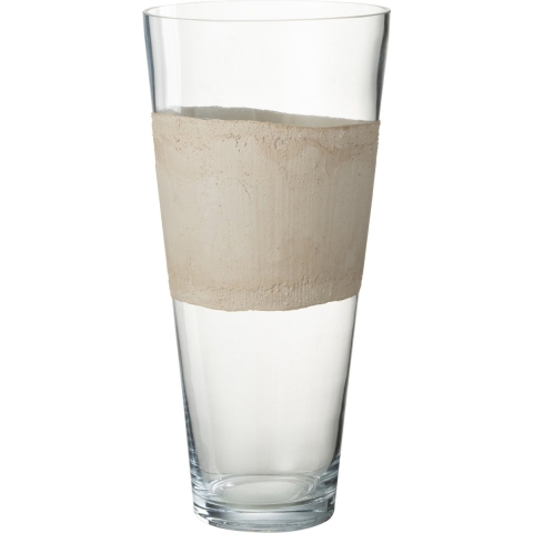 J-Line vaas Delph - glas - transparant|beige - medium
