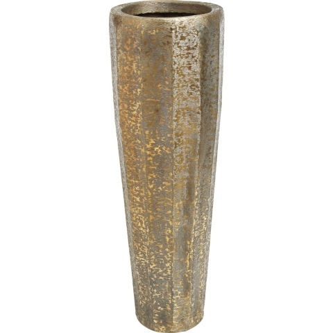 PTMD Adiane Brass brushed alu sheet pot ribbed round S