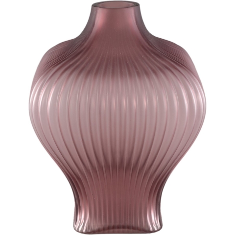 PTMD Halde Purple solid glass vase ribbed organic wide