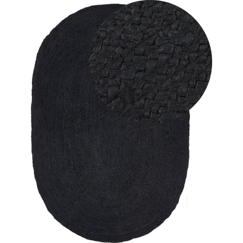 Beliani - DEMIRCI - Laagpolig vloerkleed - Zwart - 160 x 230 cm - Jute