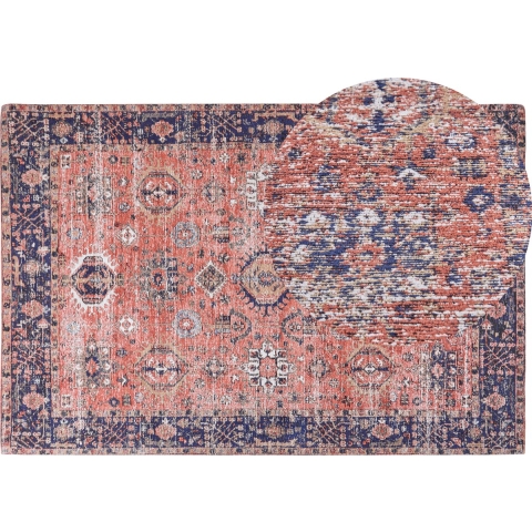 Beliani - KURIN - Vloerkleed - Rood|Blauw - 200 x 300 cm - Katoen