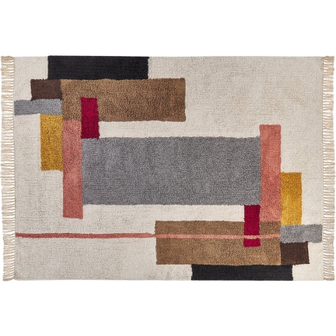 Beliani - NIKSAR - Vloerkleed - Multicolor - 140 x 200 cm - Katoen