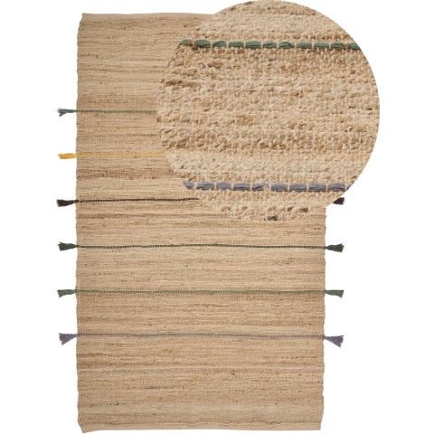 Beliani - RAUTA - Laagpolig vloerkleed - Beige - 140 x 200 cm - Jute