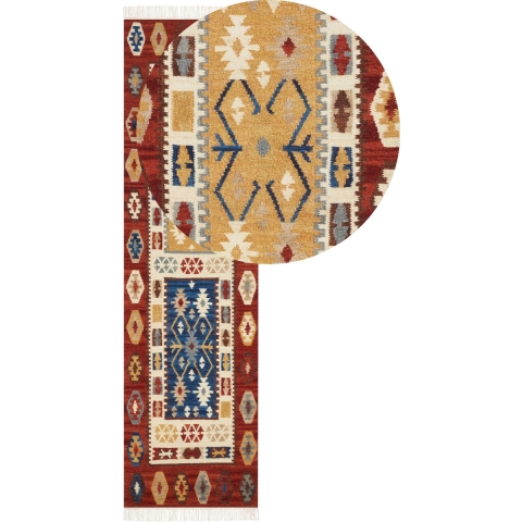Beliani - VOSKEHAT - Kelim vloerkleed - Multicolor - 80 x 300 cm - Wol