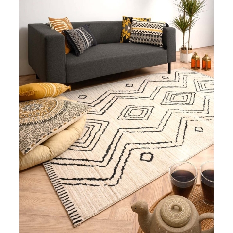 Boho&me Berber vloerkleed Beni Ouarain Bahij - crème|zwart - 280x380