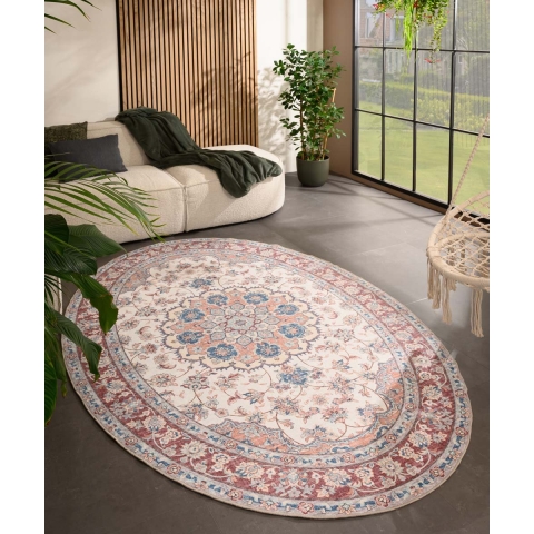 Heritaged Buitenkleed ovaal Vintage - Valenca Nova crème|rood -