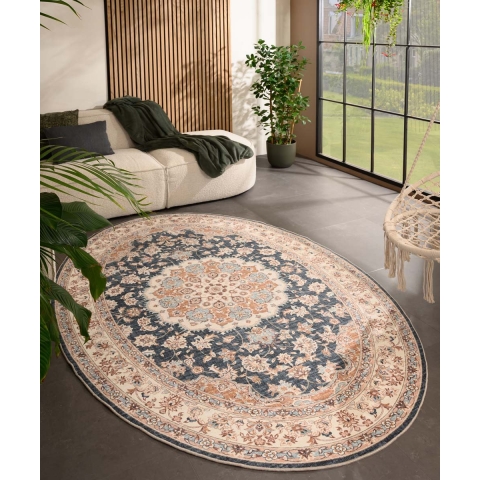 Heritaged Buitenkleed ovaal Vintage - Valenca Nova goud|blauw -