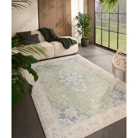 Heritaged Vintage buitenkleed - Valenca Luna saliegroen - 230x330 cm
