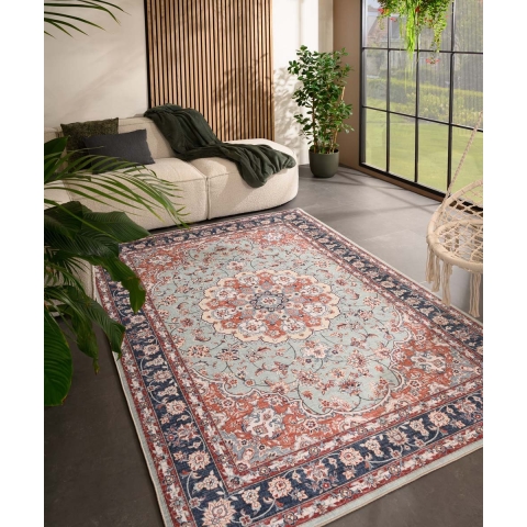 Heritaged Vintage buitenkleed - Valenca Nova saliegroen|rood - 230x330