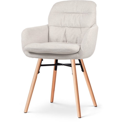 Nolon Nena-Mia Eetkamerstoel Beige - met Armleuning - Houten Poten