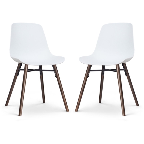Nolon Nena-Pip Eetkamerstoelen Set van 2 - Wit - Walnoot Poten