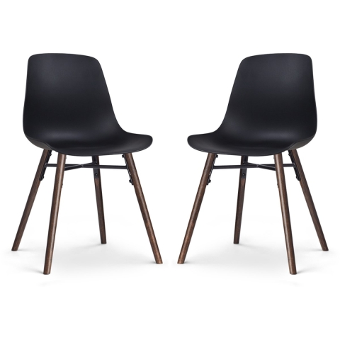 Nolon Nena-Pip Eetkamerstoelen Set van 2 - Zwart - Walnoot Poten