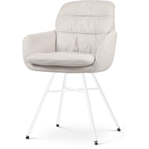 Nolon Noa-Mia Eetkamerstoel Beige - met Armleuning - Wit