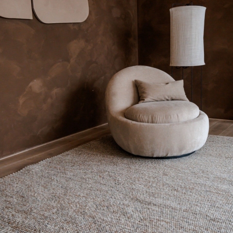 Interieur05 Wollen vloerkleed Rond Vik Grijs|Bruin 200cm
