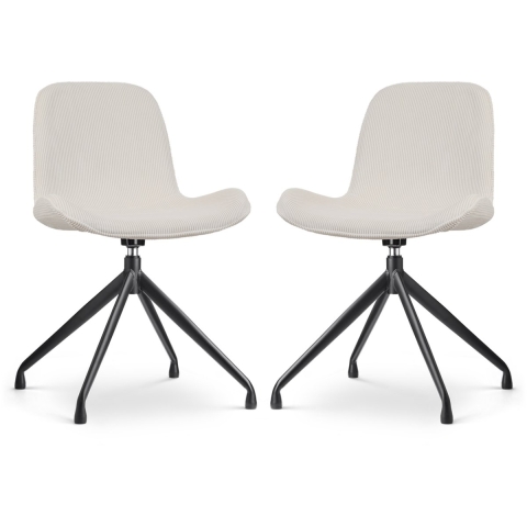 Nolon Nola-Fé Draaibare Eetkamerstoelen Set van 2 Rib Crème - Zwart