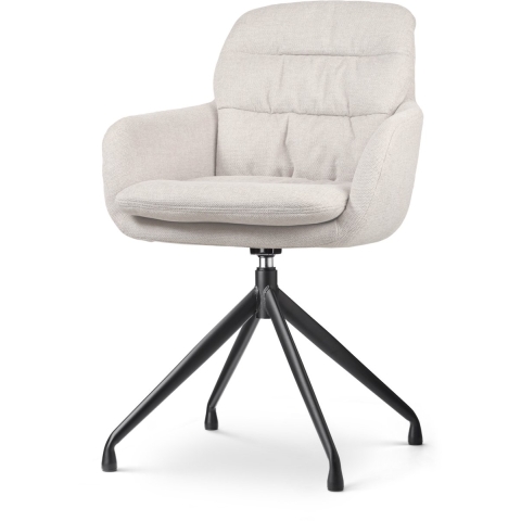 Nolon Nola-Mia Eetkamerstoel Beige - Draaibaar - Armleuning - Zwart