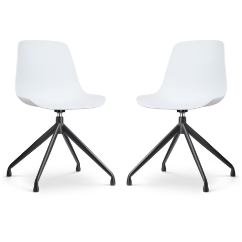 Nolon Nola-Pip Draaibare Eetkamerstoelen Wit - Zwart Onderstel - 2x