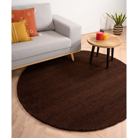 Nordic Weavers Rond wollen vloerkleed Lett - cacao - 190 cm rond