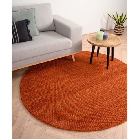 Nordic Weavers Rond wollen vloerkleed Lett - cognac - 160 cm rond
