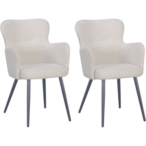 Pole to Pole Wing Eetkamerstoel - Bouclé - Parel Wit - Set van 2