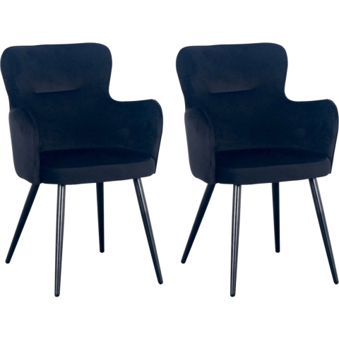 Pole to Pole Wing Eetkamerstoel - Velvet - Zwart - Set van 2