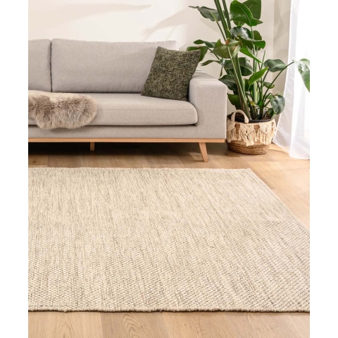Nordic Weavers Wollen vloerkleed - Odda wit|taupe - 160x230 cm