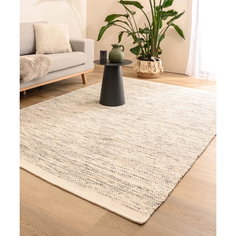 Nordic Weavers Wollen vloerkleed - Ulstein wit|zwart - 240x340 cm