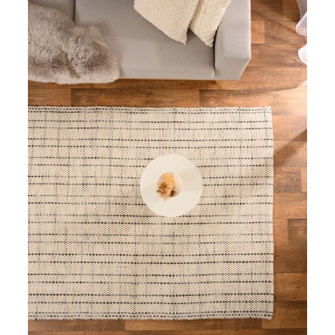Nordic Weavers Wollen vloerkleed - Verdal crème|grijs - 140x200 cm