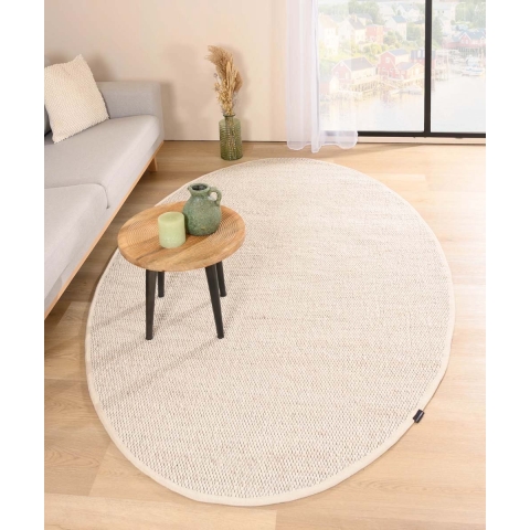 Nordic Weavers Wollen vloerkleed ovaal - Lett wit - 122x183 cm