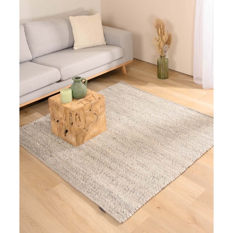 Nordic Weavers Wollen vloerkleed vierkant - Lett lichtgrijs - 150x150