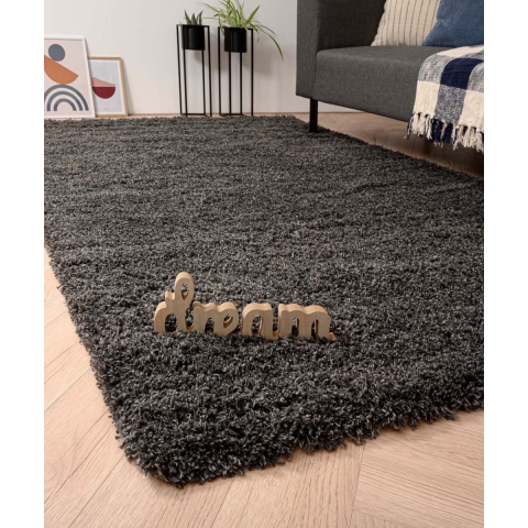 Tapeso Hoogpolig vloerkleed - Cozy Shaggy - donkergrijs - 280x380 cm