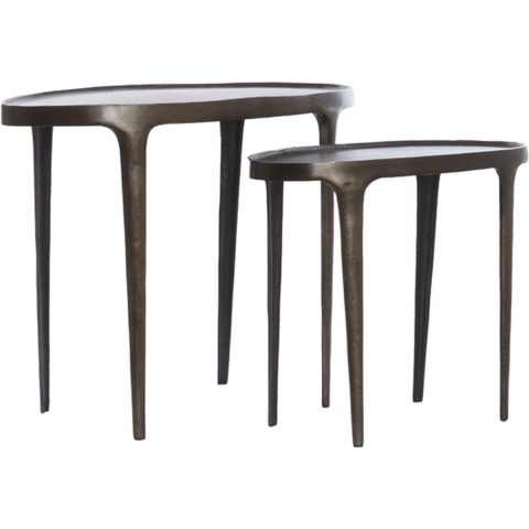 Light&living Bijzettafel S|2 55x25,5x44+70x33x53 cm ARICA donker bruin