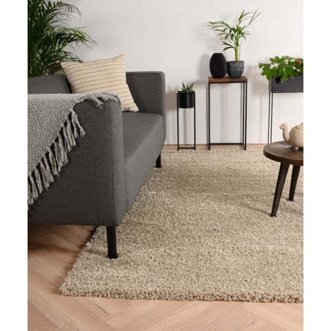 Tapeso Hoogpolig vloerkleed shaggy Trend effen - champagne - 200x300